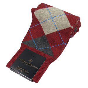 Brooks Brothers Men's Full Argyle Dress Socks Auburn Made in Italy One Size